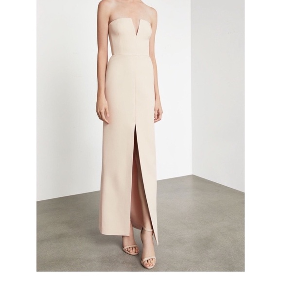 BCBGMaxAzria Blush Neutral Strapless Straight Maxi Formal Gown - Picture 1 of 13